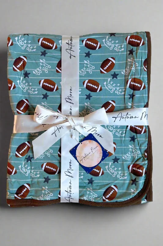 Touchdown Blitz Bamboo Football Baby Blanket Fleece pajama sets