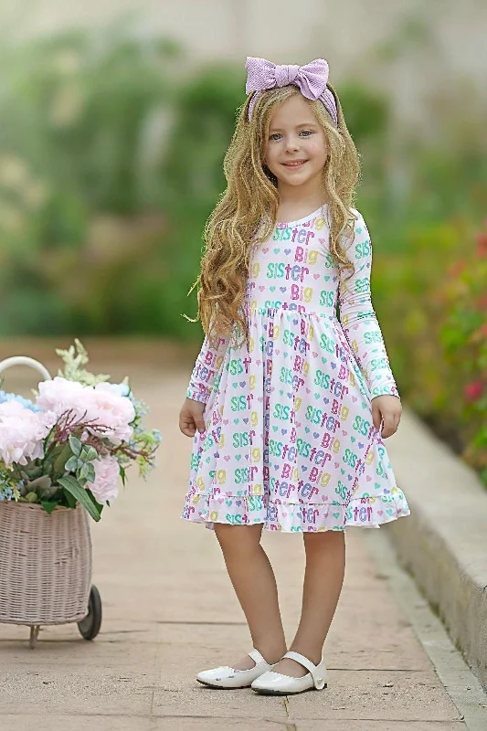 Big Sister Bamboo Twirl Dress for Sibling Matching Silk pajama sets