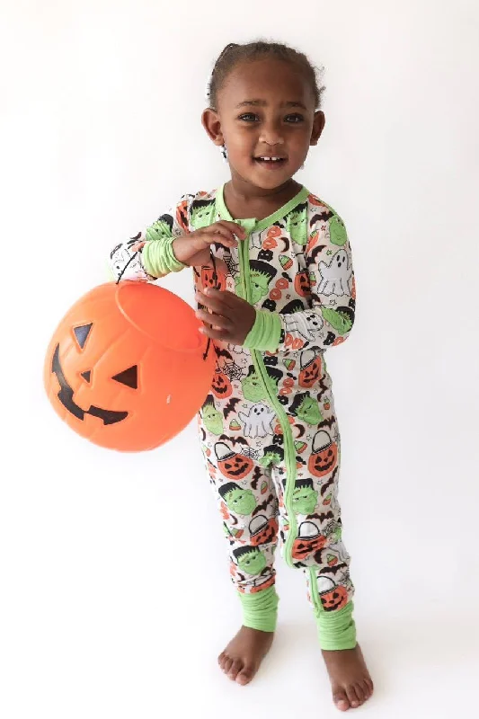 Monster Mash-Up Unisex Bamboo Zipper Pajamas Long sleeve pajama sets