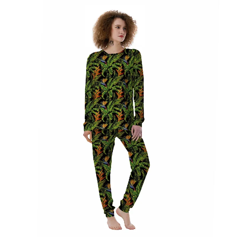 Hawaiian Banana Leaf Print Pattern Women's Pajamas Best pajama sets for girls' night