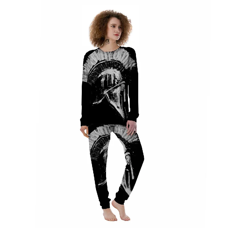 Helmet Ancient Spartan Print Women's Pajamas Warm pajama sets