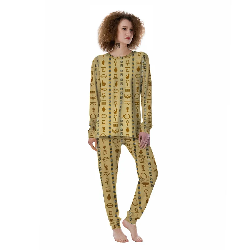 Hieroglyphs Ancient Egyptian Print Women's Pajamas Couple pajama sets