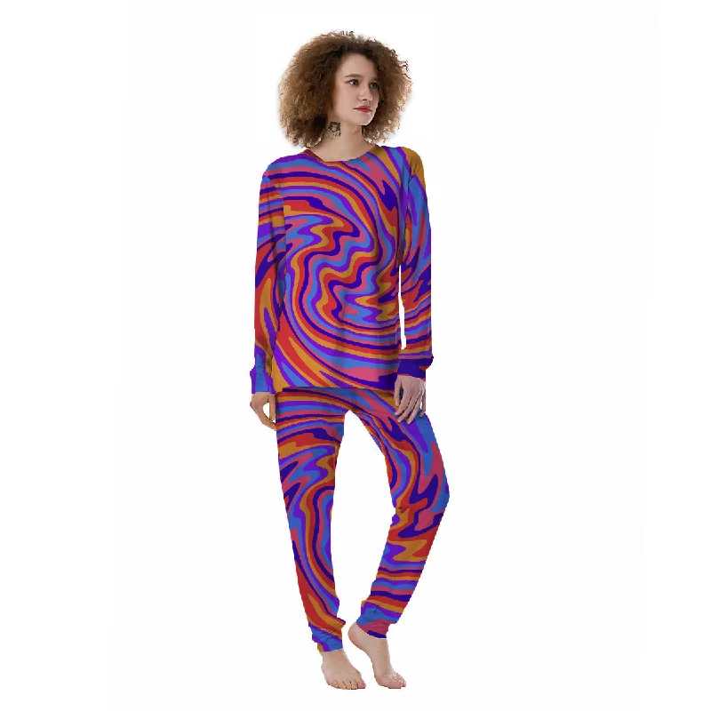 Hippie Trippy Acid Color Print Pattern Women's Pajamas Best pajama sets for cold weather