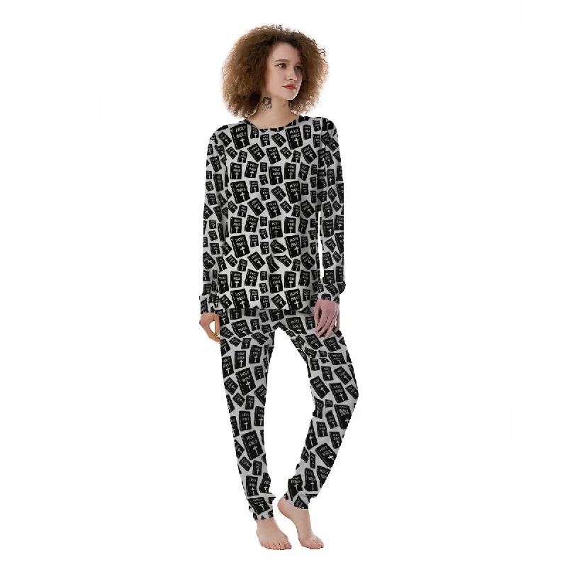 Holy Bible Christian Black Print Pattern Women's Pajamas High-end pajama sets