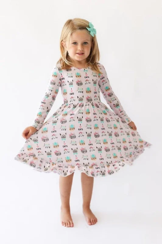 i ❤️ Cats - Pink Bamboo Girls Twirl Dress Expensive pajama sets