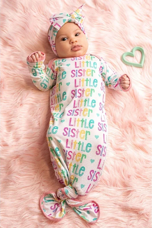 Little Sister Bamboo Newborn Knotted Gown Button-up pajama sets