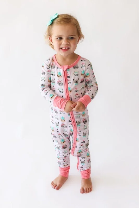 I ❤️ cats pink bamboo zipper pajamas Zara pajama sets