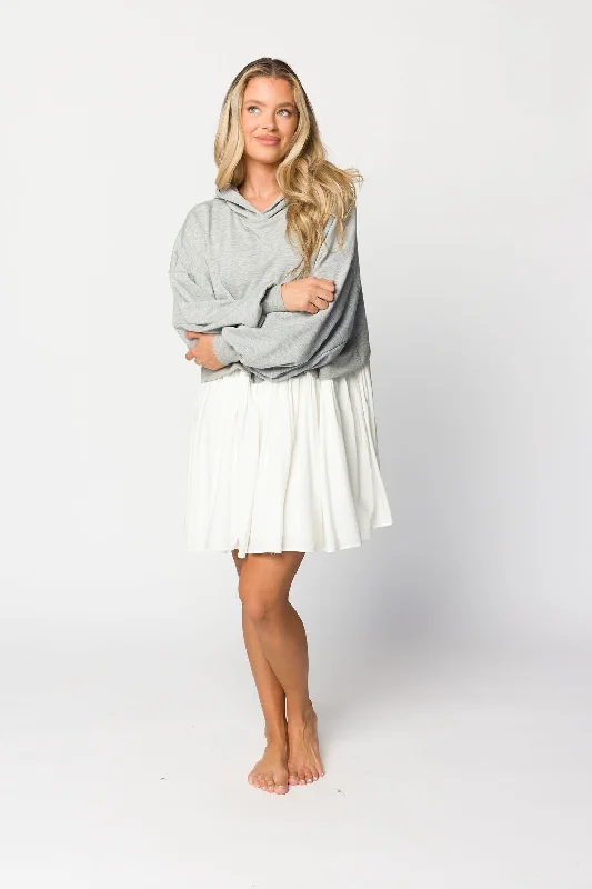 Caroline Hoodie/Babydoll Mini Dress in Heather Grey/Off-White Corset mini dresses