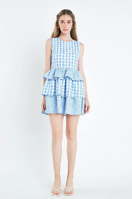 Gingham Tiered Mini Dress Bodycon mini dresses