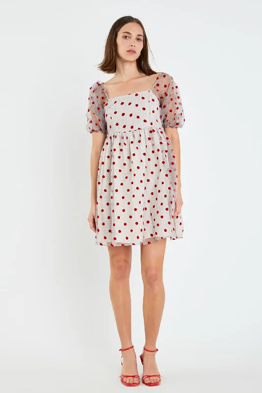 Organza Polka Dot Mini Dress Office mini dresses