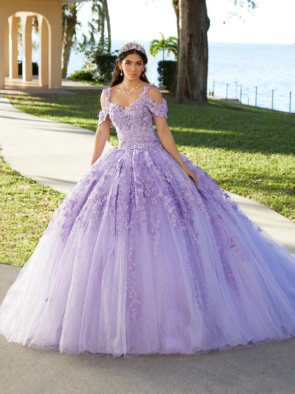 Butterfly Cold Shoulder Quinceanera Dress by Fiesta Gowns 56482 Silk Wedding Gown