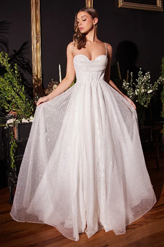 **Enchanted Elegance: Cinderella Divine CD253W Gown for Shimmering Occasions** Sleeveless Wedding Dress