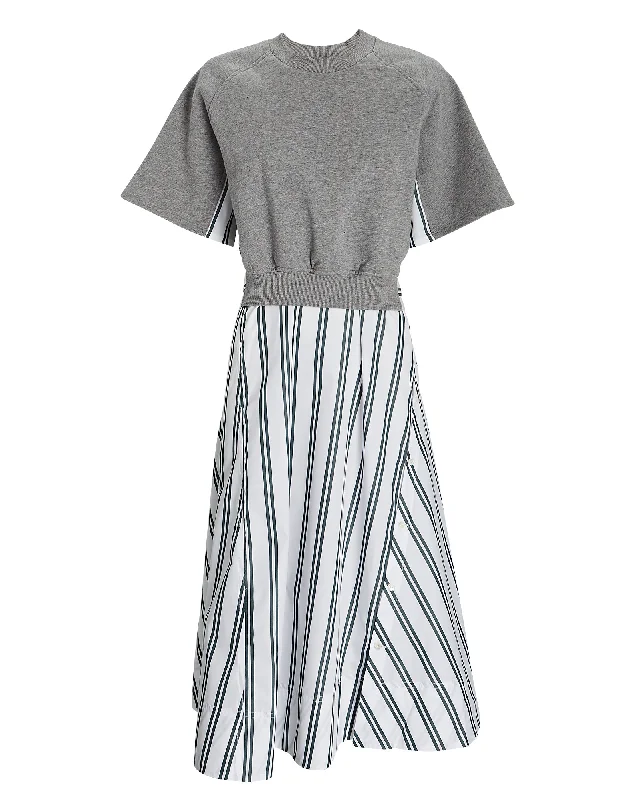 3.1 Phillip Lim Striped Cotton French Terry Midi Dress Denim midi dresses