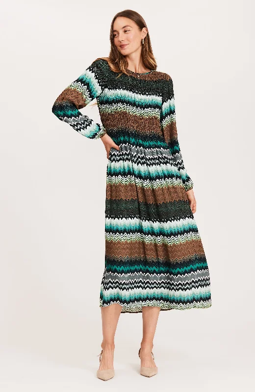 "Taylor" Chevron Midi Dress Lightweight midi dresses for hot weather