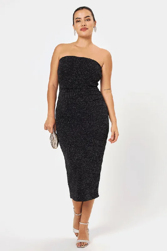 Black Strapless Midi Dress H&M midi dresses