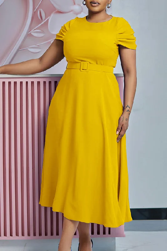 Elegant Ruched Sleeve Midi Dress Must-have midi dresses for this season