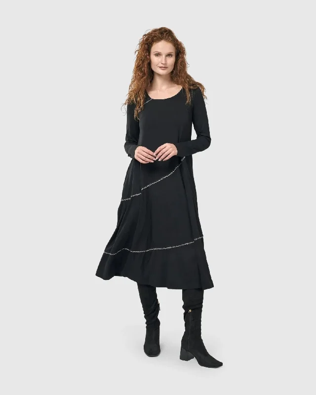 Nightingale Pullover Midi Dress, Black Sexy little black midi dresses