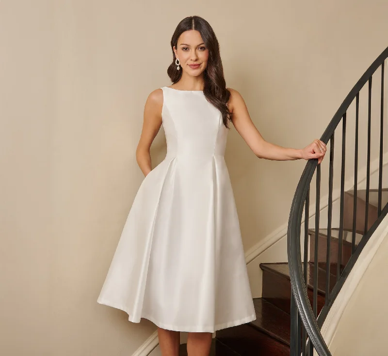 Sleeveless Mikado Fit And Flare Midi Dress With V-Back In Ivory Zara midi dresses