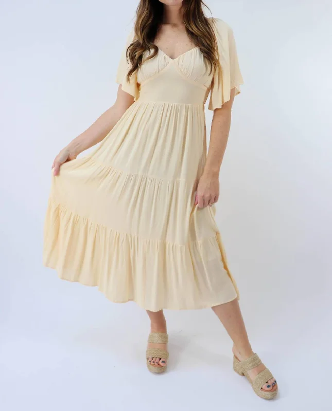 Summer Journey Midi Dress in Buttercream Expensive midi dresses