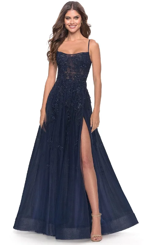 La Femme 31381SC - Beaded Applique A-Line Prom Gown Dinner party dresses