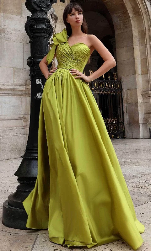 MNM Couture K4026 - Ruched Bodice Bow Accented Prom Gown Expensive party dresses