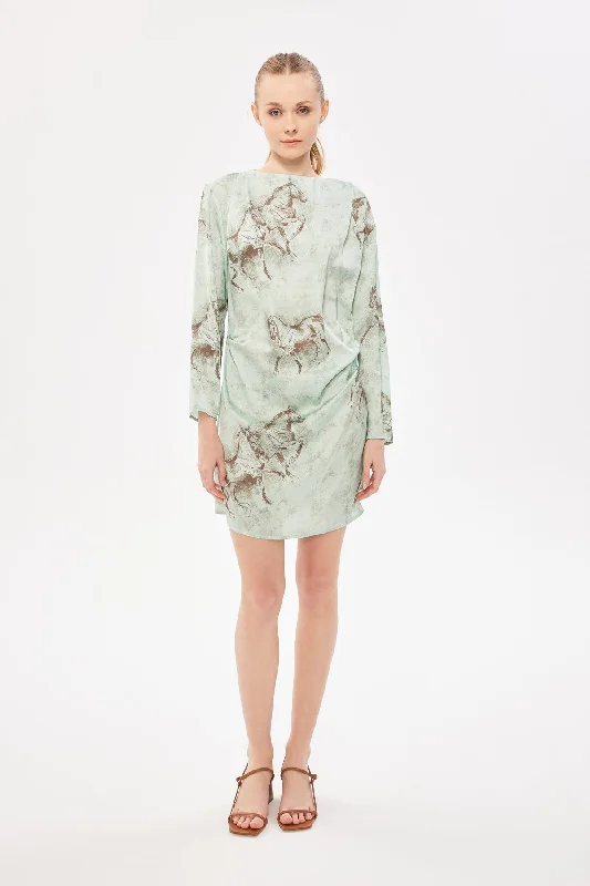 High Neck Patterned Dress Mint Lace floral dresses