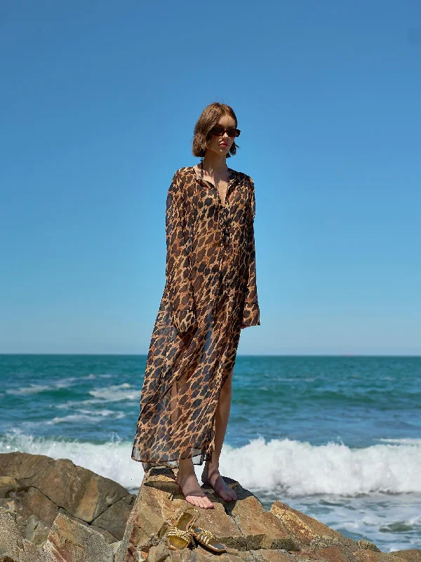 Leopard Printed Chiffon Pareo Dress Shein floral dresses