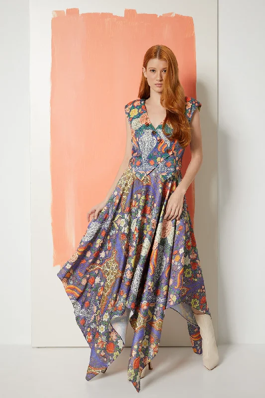 Patterned Asymmetric Cut Dress Wedding guest floral dresses