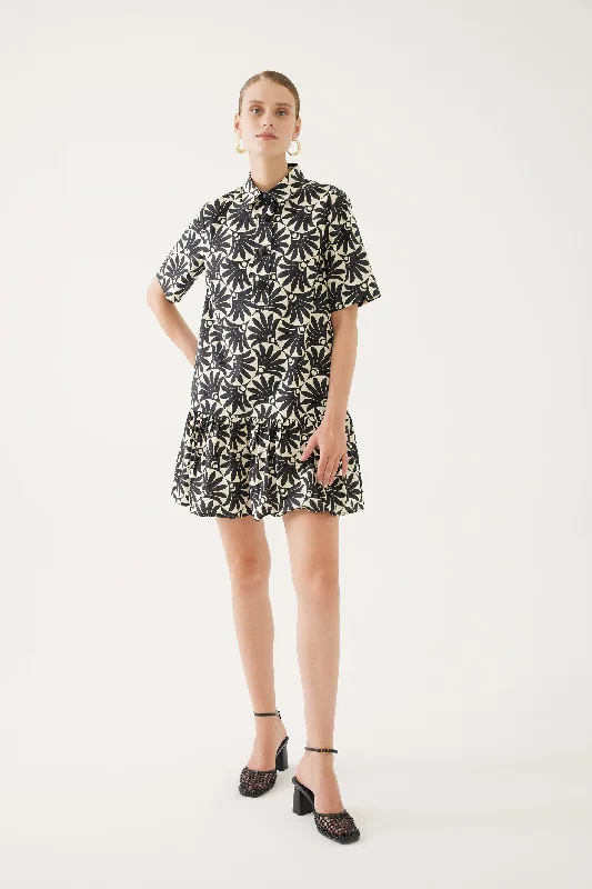 Floral Print Shirt Collar Peplum Dress Vintage floral dresses