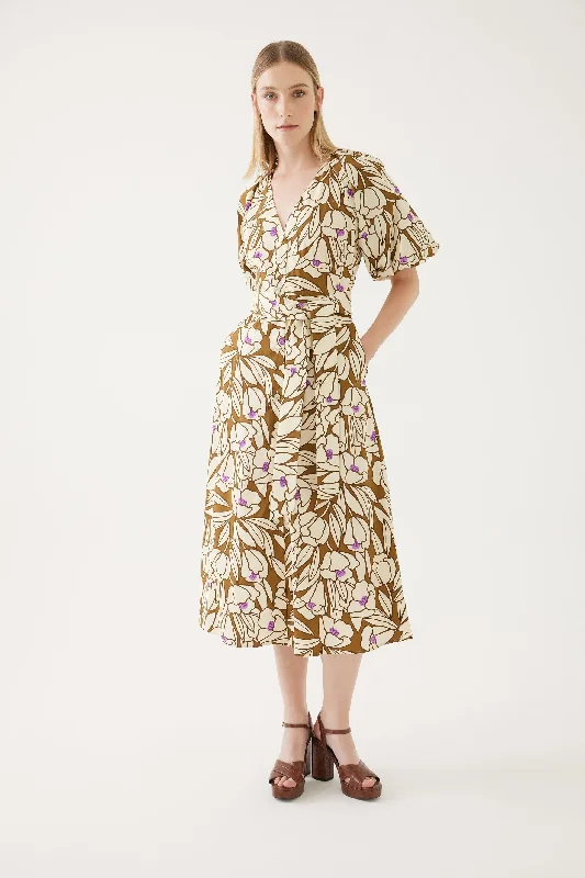 Floral-Print Front Tie Shirt Dress Tiered floral dresses