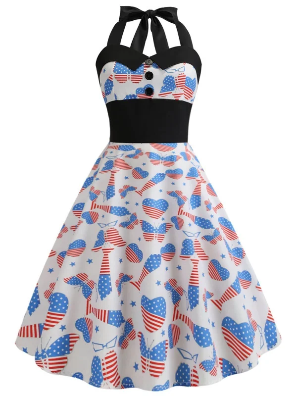 1950s American Flag Halter Dress Stretchy unclassified dresses