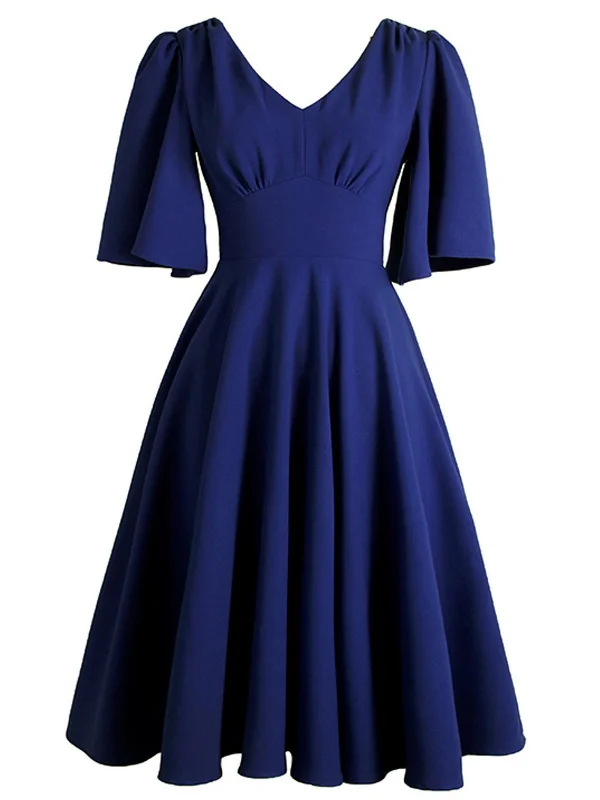 1950s Front Pleated Swing Dress Minimalist unclassified dresses