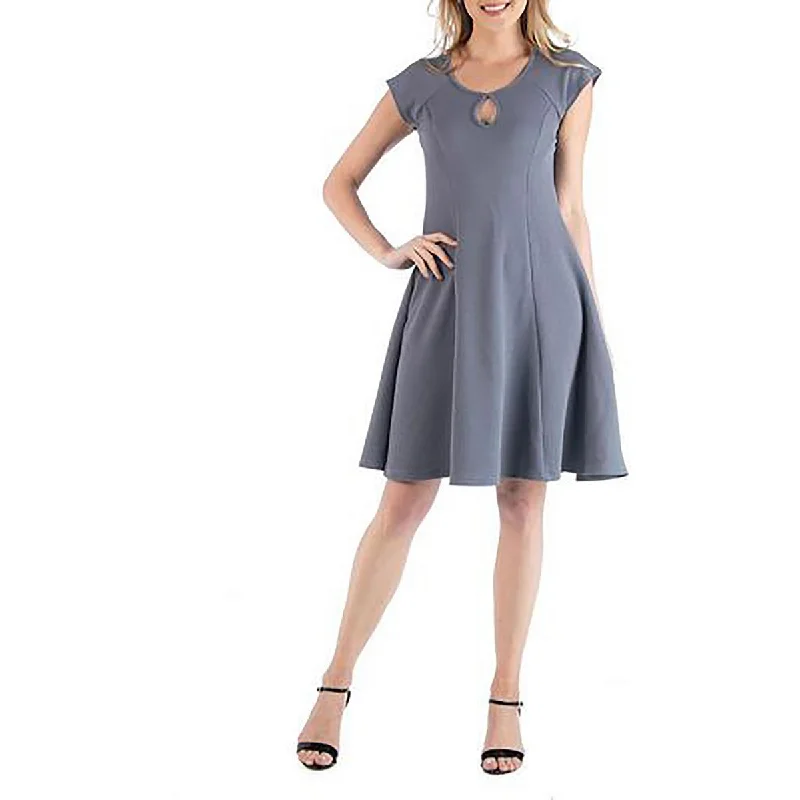 24seven Comfort Apparel Womens Plus Crepe Keyhole Fit & Flare Dress Embroidered unclassified dresses