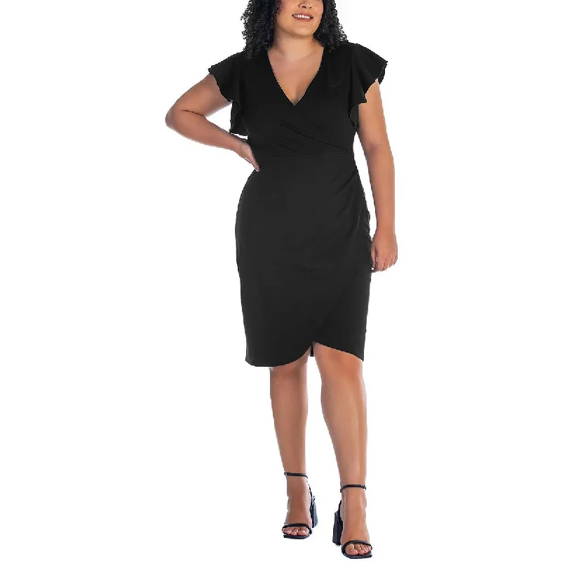 24seven Comfort Apparel Womens Plus Ponte Faux Wrap Sheath Dress Backless unclassified dresses