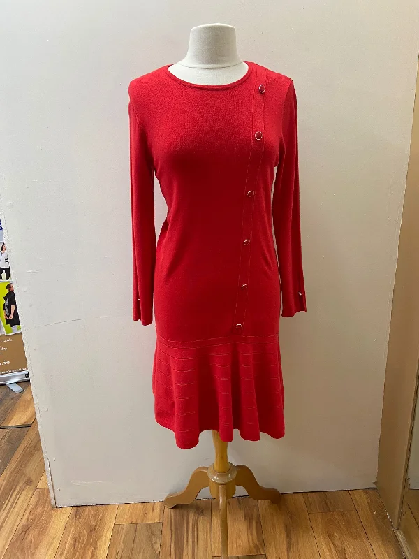 5815 Marble Knitted Jumper Dress- Red Travel unclassified dresses