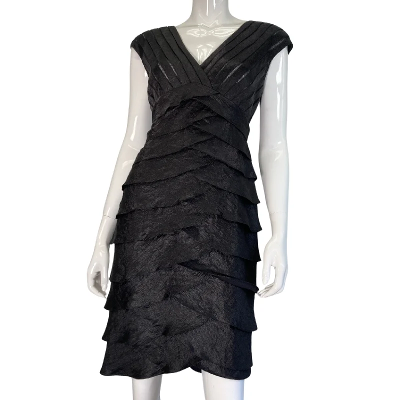 Adrianna Papell Unique Layered Black Dress Velvet unclassified dresses