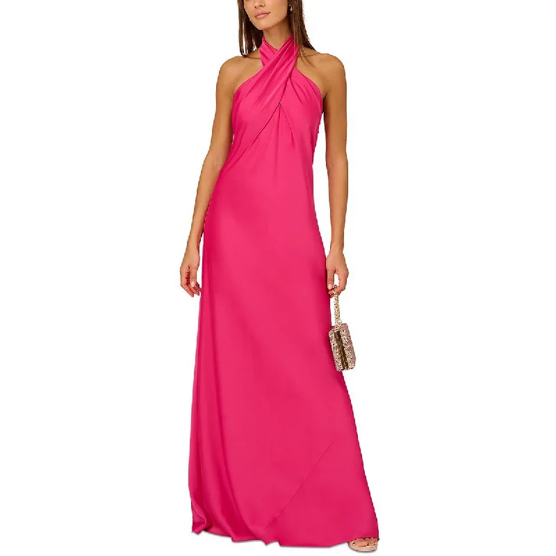 Adrianna Papell Womens Satin Halter Evening Dress A-line unclassified dresses