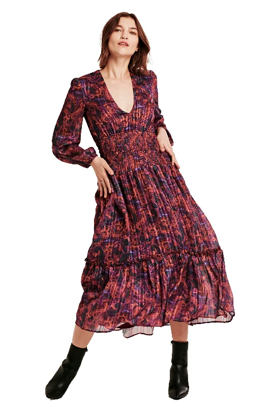 AMELLIA DEEP V DRESS PLUM PAISLEY Street style unclassified dresses