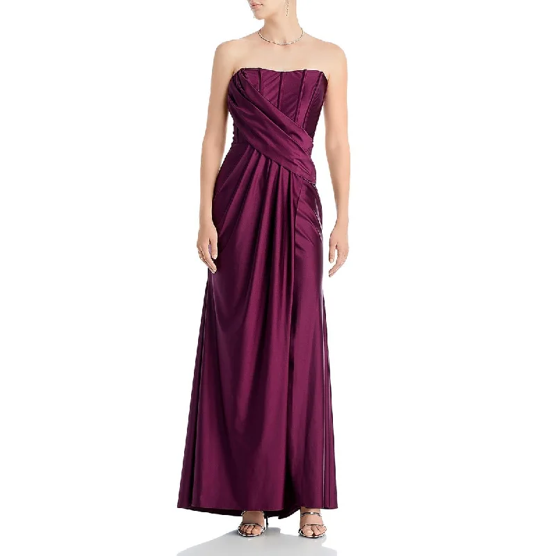 Aqua Womens Satin Strapless Evening Dress A-line unclassified dresses