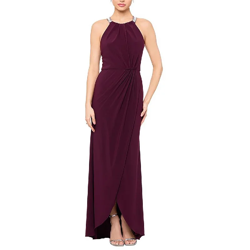 Betsy & Adam Womens Embellished Halter Evening Dress Lounge unclassified dresses