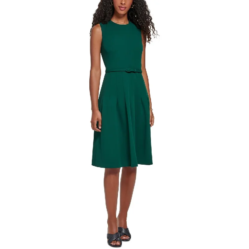 Calvin Klein Womens Petites Knee-Length Pleated Fit & Flare Dress Printed unclassified dresses