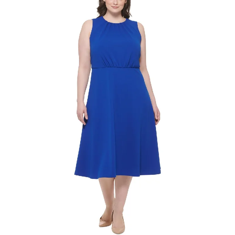 Calvin Klein Womens Plus Open Back Knee-Length Fit & Flare Dress Discounted unclassified dresses