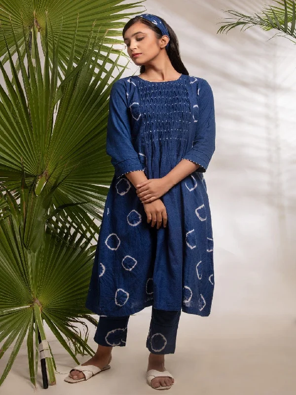 Blue Tie Dye Kurta Set Denim unclassified dresses