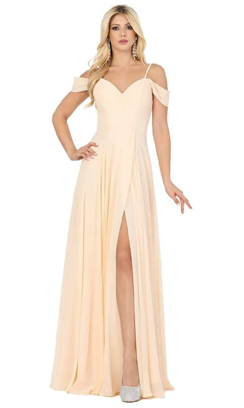 Dancing Queen - 2961SC Cut-in Cold Shoulders High Slit Gown Earthy tone unclassified dresses