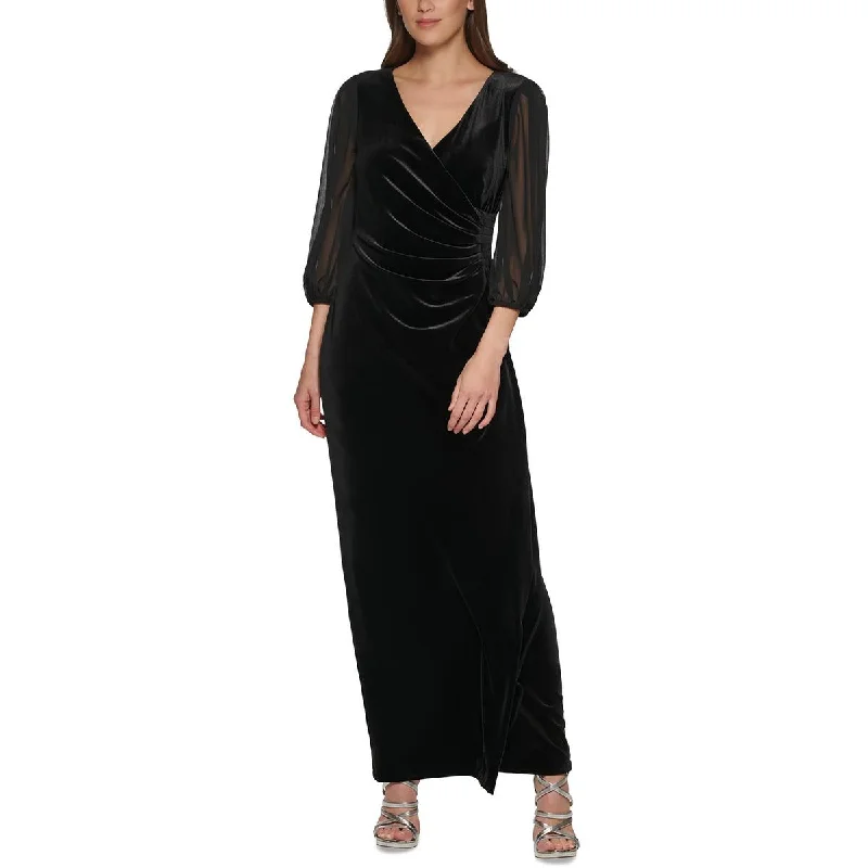 DKNY Womens Velvet Chiffon Sleeve Evening Dress Fall unclassified dresses