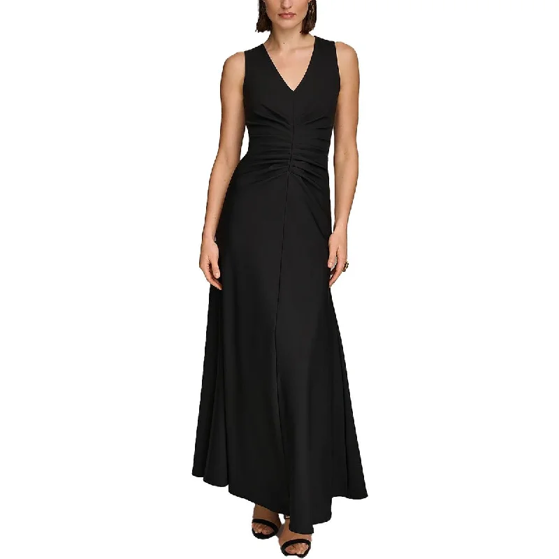 Donna Karan Womens Cascade Ruffle Sleeveless Evening Dress Stretchy unclassified dresses