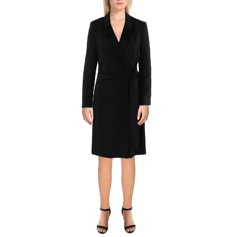 Donna Karan Womens Collared Tie-Waist Wrap Dress Festival unclassified dresses