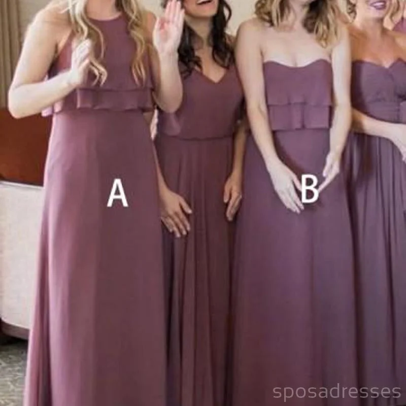 Dusty Purple Mismatched Chiffon Cheap Bridesmaid Dresses Online, WG268 Discounted unclassified dresses