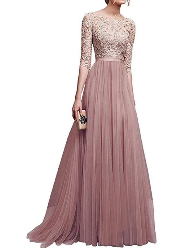 Elegant Chiffon Waisted Evening Dress Neutral tone unclassified dresses