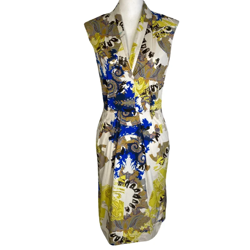 Etro Blue & Yellow Sheath Dress Winter unclassified dresses